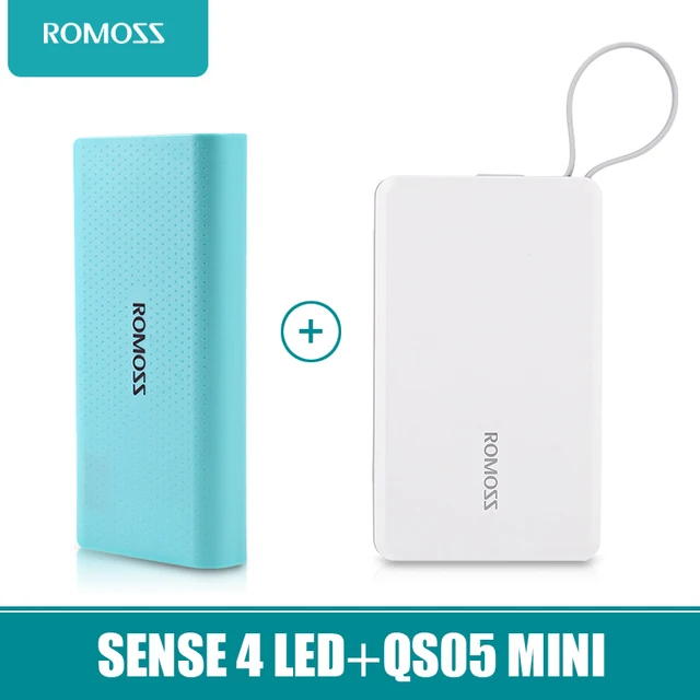 ROMOSS Смысл 4 LED Горошек Стиль 10400 мАч QS05 powerbank с ROMOSS Мини 5000 мАч Внешняя Батарея Двойной Выход Power Bank