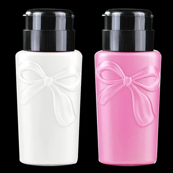 

2Pcs 230ML Portable One Touch Pump Empty Bottle Dispenser Bows Pattern Nail Art Gel Polish Remover Cleaner Empty Bottle