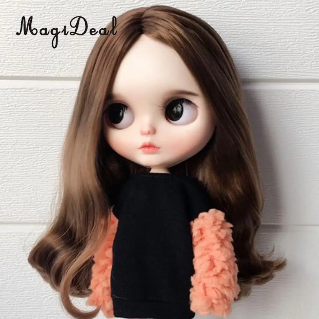 1/6 Stylish Winter Outfits Splicing Plush Sleeve Pullover Sweatshirt Tops T-shirt Coat Jacket For Blythe 12inch Dolls Garments