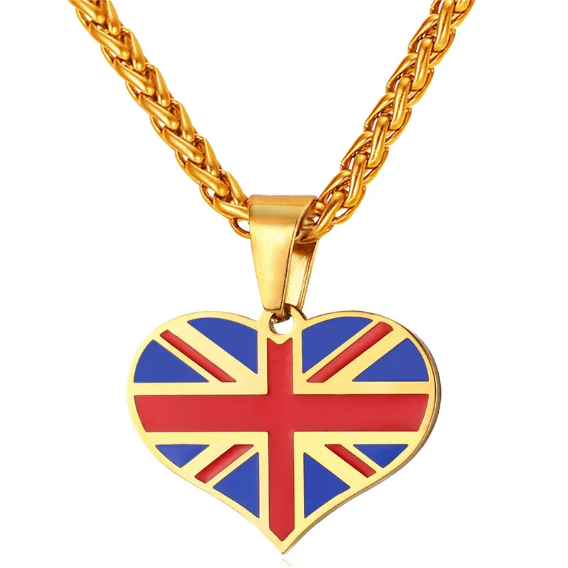 Flag Of UK Necklaces & Pendants Yellow Gold Color Stainless Steel