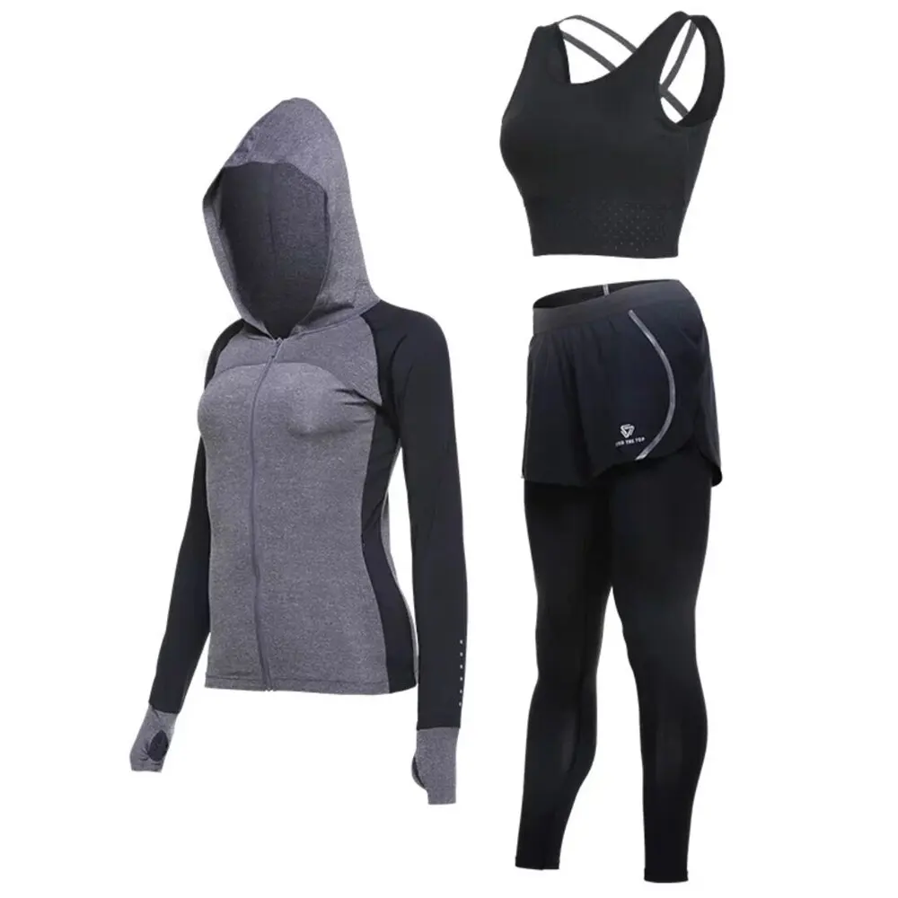 

Top Quality 3pcs Yoga Clothes Sports Suits Women's Sportswear GYM Fitness Training Running Set Quick Dry GYM Clothes