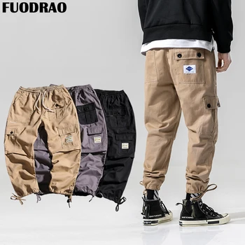 

FUODRAO New Cotton Cargo Pants Men Joggers Pants Hip hop Pocket Overalls Moletom Masculino Plus Size 5XL Pantalones Hombre K122