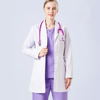 

Women's Lab Coats Professionals White Doctor Coat Jackets Medical Hospital Workwear Long Sleeve Beauty Salon SPA Suit Jacket