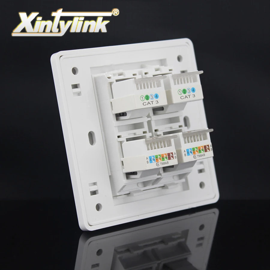 Xintylink rj45 Разъем модульный 4 порта rj11 cat5e cat6 белый Keystone pc настенная Передняя панель без инструментов телефонная линия панель 86 мм