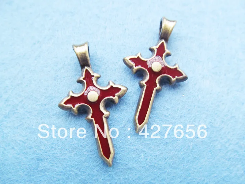 

Top quality & polishing pesante red enamalled antique bronze Cross pendant/hanging charm/finding