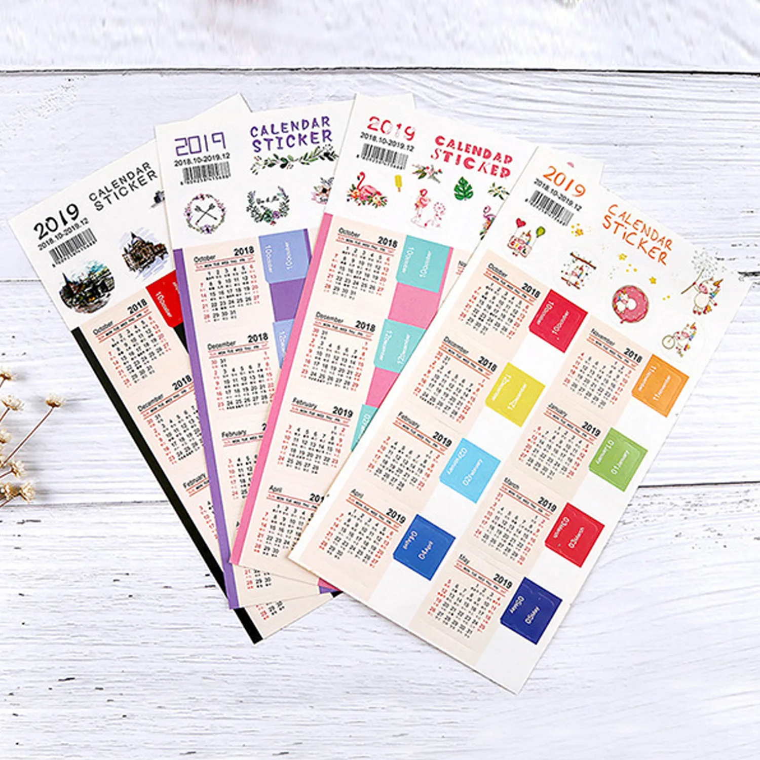 Behogar 4 Set 2019 Monthly Calendar Index Stickers Tabs for Planner