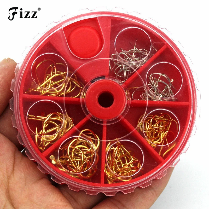 

120Pcs/Box Multiple Sizes Golden Silver Color Fishing Hooks Sharp Barbed Fishhooks for River Lake Stream Freshwater Fishing