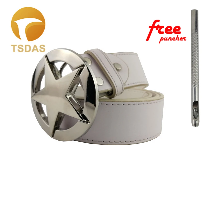 

Metal Pentagram Belt Buckle With Bright White Reflective, 7.7*7.7cm Round Belt Buckle With Pin Buckles