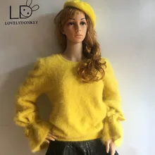 Lovelydonkeymink кашемировый свитер Женщины Лотос рукавом пуловер SHIIPING M1001