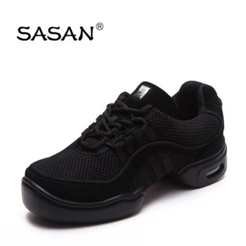 Black heel 5cm Танцевальная обувь для женщин SASAN 8805 г. Современная обувь г. Парусиновая Черная мужская обувь без шнуровки каблук 5 см, сетчатая ткань, дышащая обувь Odoriza - Цвет: Black heel 5cm