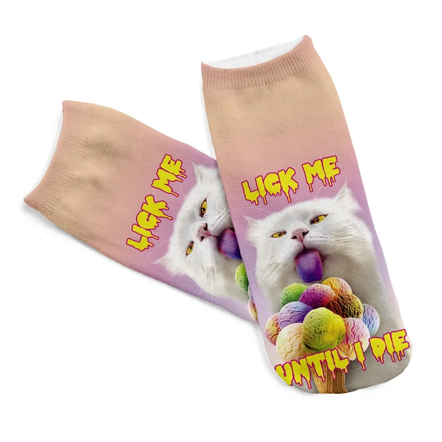 ZHBSLWT/женские носки с 3D принтом в виде кота Сфинкса; повседневные короткие носки с милыми персонажами; несколько цветов в стиле Харадзюку
