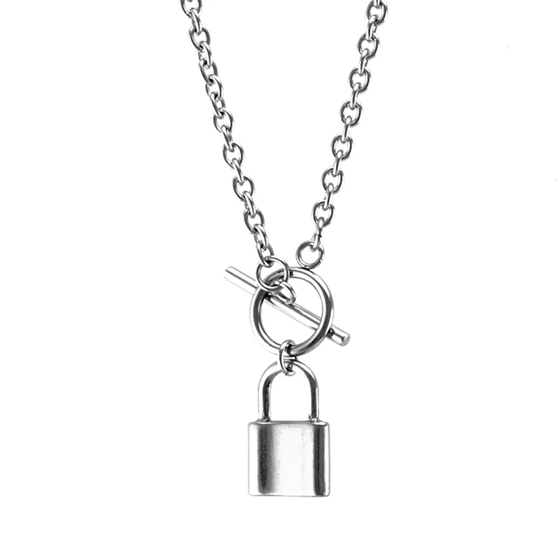 Ожерелье из нержавеющей стали в стиле хип-хоп Рок серебряного цвета с квадратным замком для мужчин и женщин, фирменное ювелирное изделие