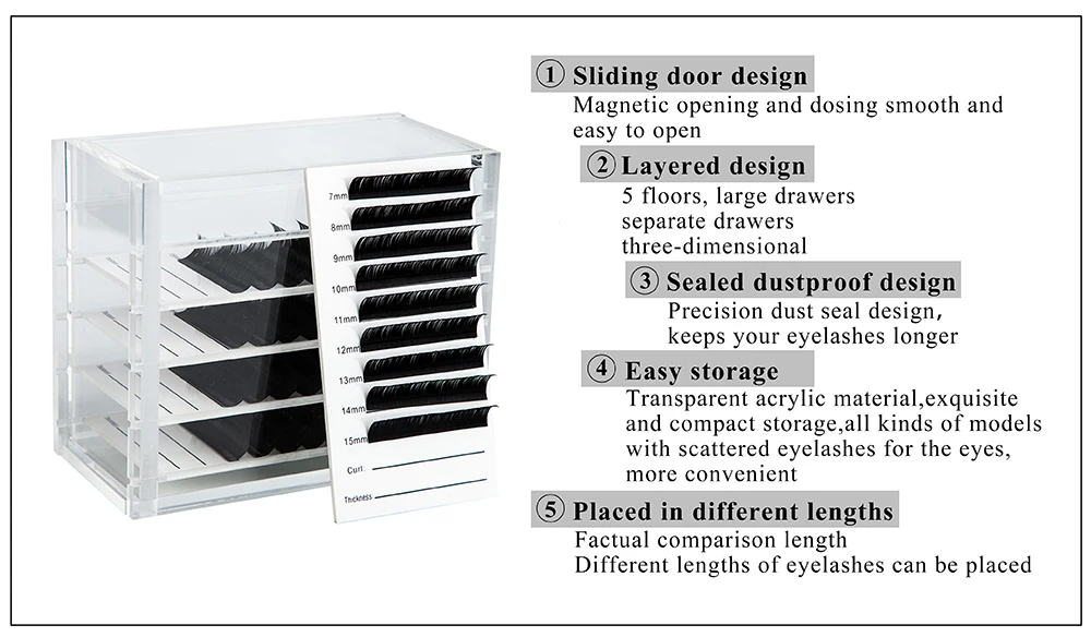 GLAMLASH подставка для выдвижения накладных ресниц акриловая 5 слоев паллет дисплей держатель для ресниц ящик для хранения ресниц контейнер