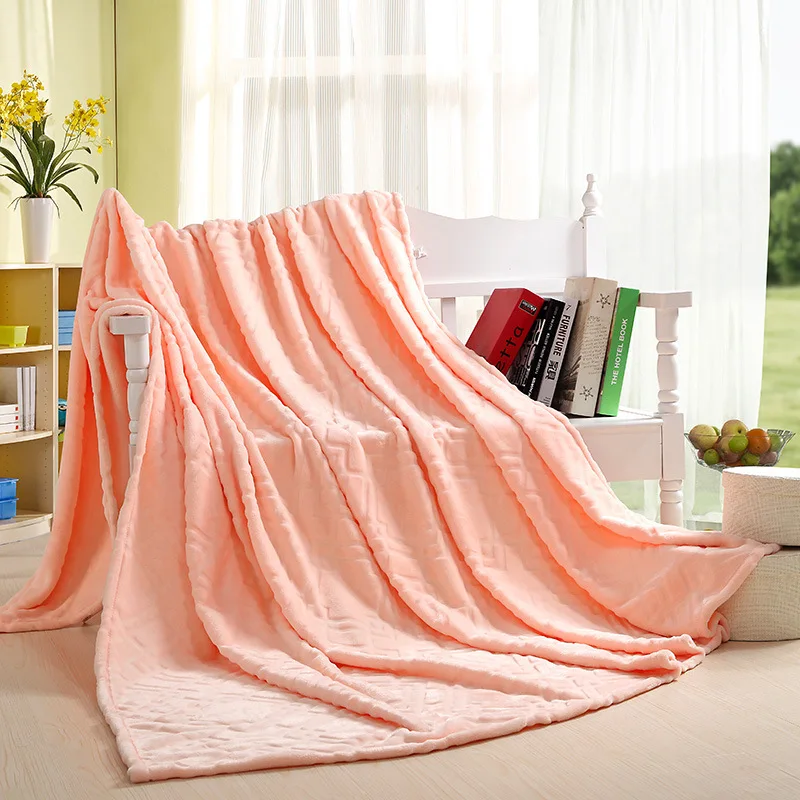 Hot Sales Warm Weighted Flannel Blanket Coral Solid For sofa air Travel Manta Soft Blanket Beds