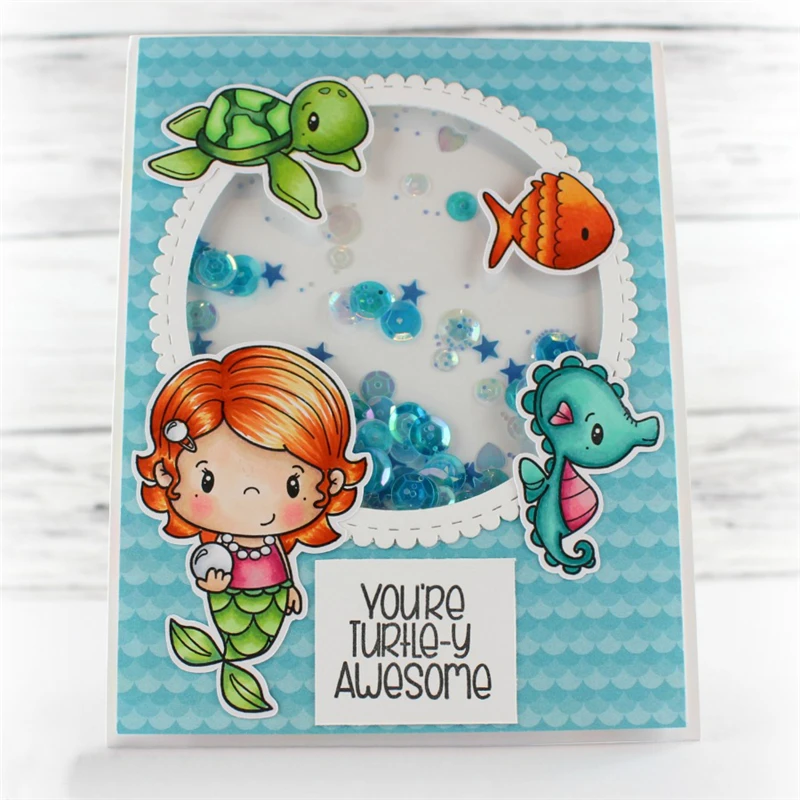 

Naifumodo Mermaid Metal Cutting Dies and Clear Stamps for Scrapbooking Craft Die New 121*148mm Embossing Stencil Card Decoration