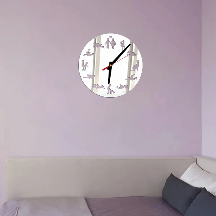 cheap 2019 Hot Mirror Wall Stickers 3d Acrylic Europe Sticker Home Decor Poster Kitchen Butterfly Horse Large Wall movement Clock