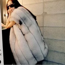 Пальто из натурального Лисьего меха, зимняя длинная полностью кожаная жилетка из лисьего меха, Женская Роскошная куртка из лисьего меха, большой размер, TF0197