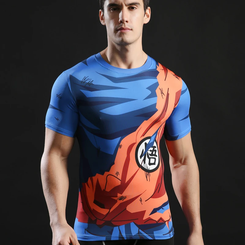 

Kid Goku Men Fitness T shirts Gym Quick-drying Shirt Sport Running Shirt Man Short Sleeve Dragon Ball Z Design Training T-shirt