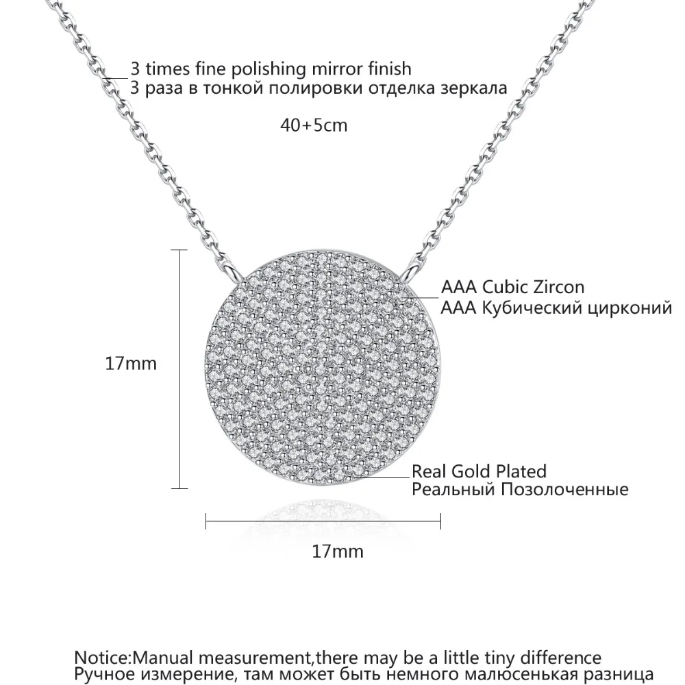 LUOTEEMI, Трендовое высококачественное прозрачное ожерелье с кристаллами CZ для женщин, белое золото, круглая подвеска, ожерелье, минимализм, ювелирное изделие, подарок
