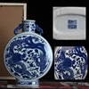 Jingdezhen Antique Blue And White Vase With Dragon Pattern Double Ears Vase Ancient Ming and Qing Porcelain 3