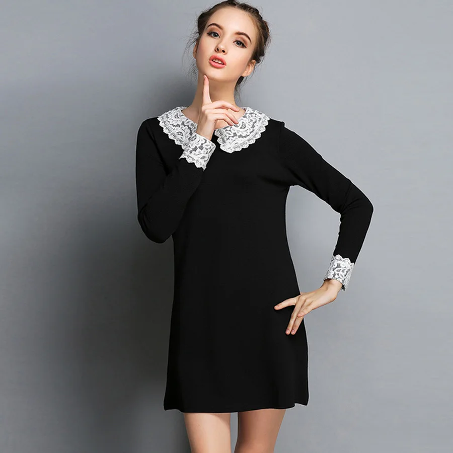 black dress lace collar