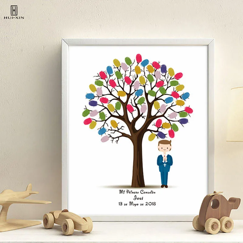 

Handsome Gentlemanlike Bridrgroom Fingerprint Signature DIY Guest Book For First Holy Communion Souvenir Gift For Boys Baptism
