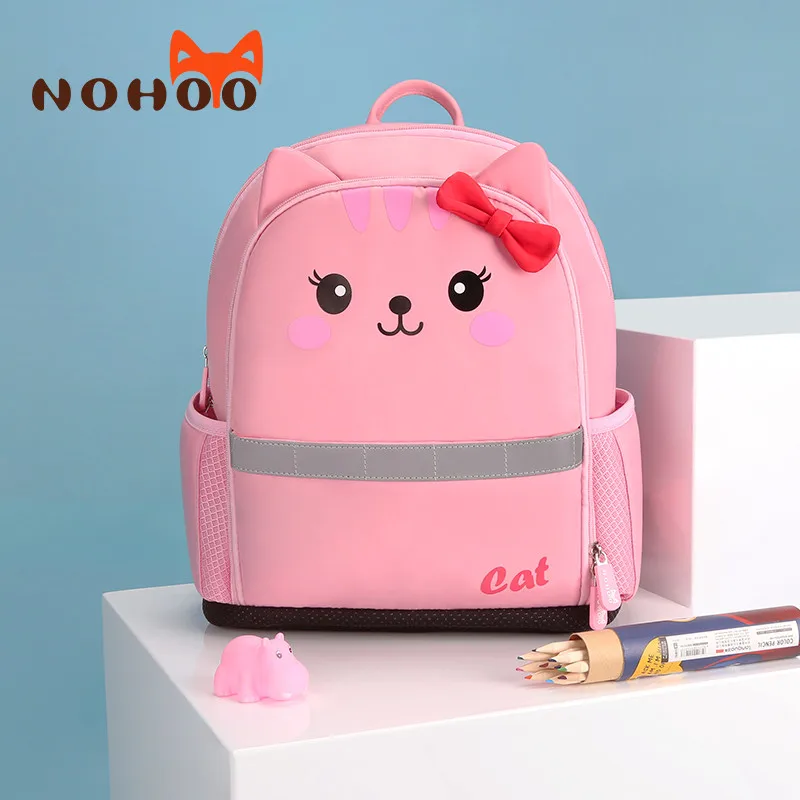 NOHOO детские школьные ранцы для мальчиков, ортопедические водонепроницаемые школьные рюкзаки для девочек, сумка для книг, нейлоновый рюкзак для детей 6-12 лет - Цвет: pink