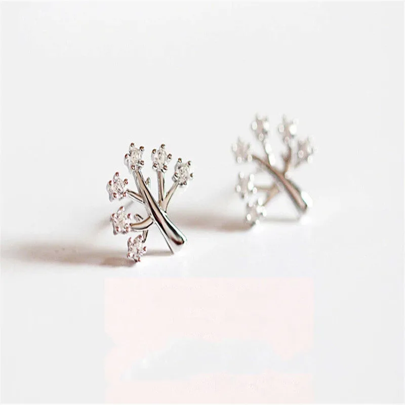 

925 sterling silver Stud earrings Wishing tree Women earrings fashion jewelry wholesale