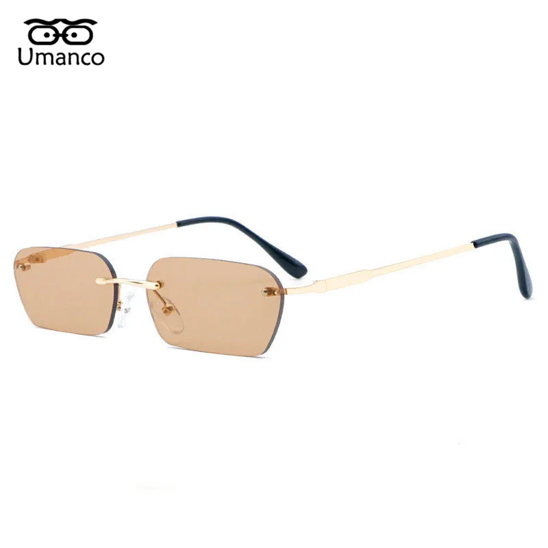 Umanco 2019 новых малых без оправы Квадратные Солнцезащитные очки для Для женщин Для мужчин сплав Frame ПК объектива модные дизайнерские