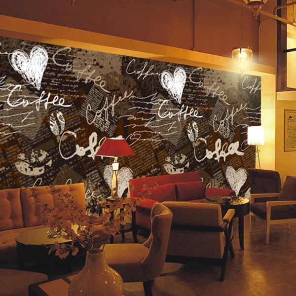 Pengiriman Gratis 3d Stereoscopic Cafe Restaurant Kepribadian Besar Mulus Background
