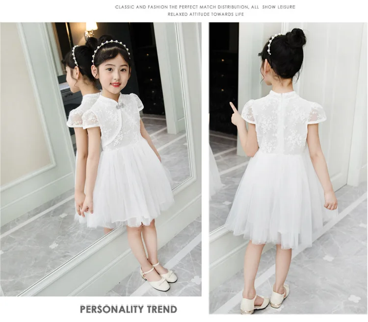 Kids Baby Girls'Dress Summer Korean children's Gauze Cheongsam Dress Princess Party Performance clothes Qipao Ball Gown Dress (10)