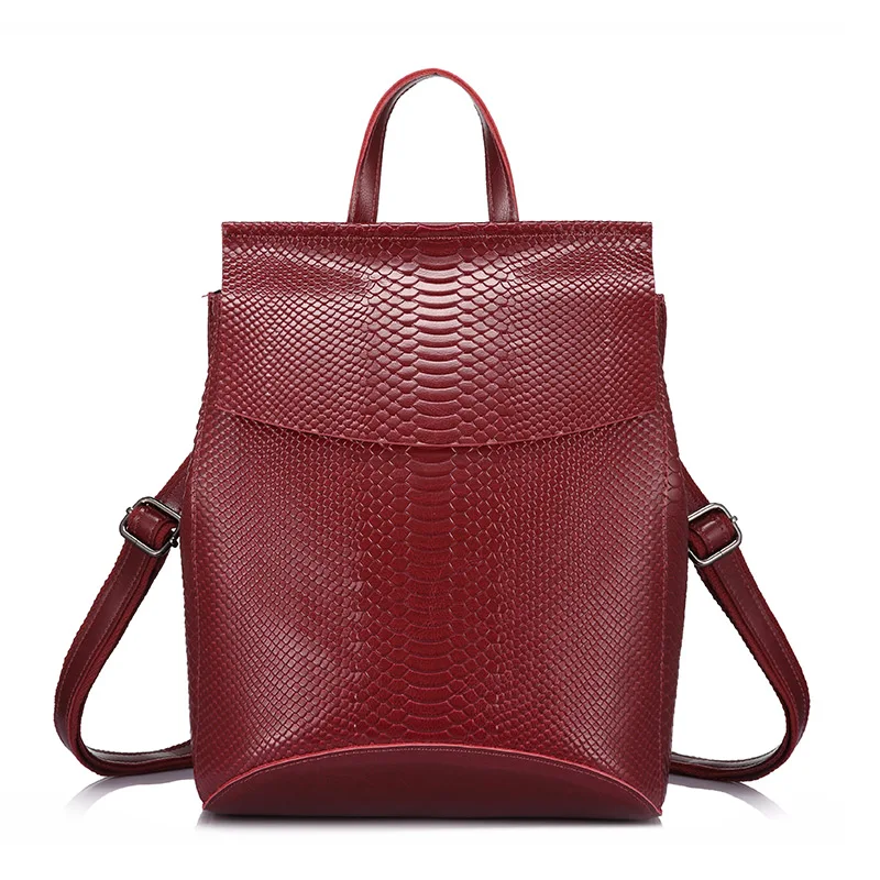 REALER, женский рюкзак, разделенная кожа, школьная сумка для девочек, подростков, многофункциональный, для путешествий, рюкзак для девушек, тиснение, сумка на плечо - Цвет: red