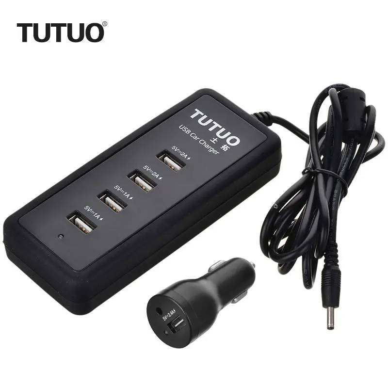 TUTUO UPS-011 USB Car-Charger 5 Ports Cigarette Lighter Adapter Multi Hub Expansion for IPhone/IPad/Cell Phone/Tablet/Camera/GPS