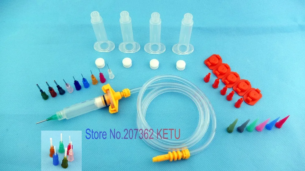  Air Syringe SMT SMD PCB Solder Paste Adhesive Glue Liquid Dispenser Kit(Syringe barrels Adapter dis
