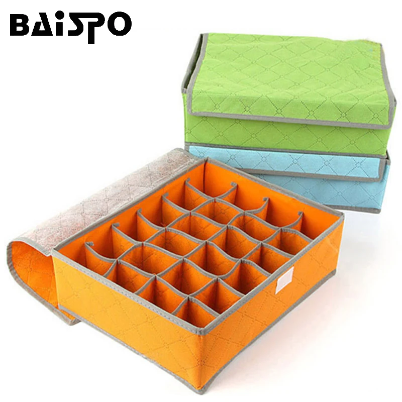 

BAISPO Bra Underwear Boxs Closet Drawer Divider Storage Organizer Multi-size Foldable Scarfs Sock Wardrobe Drawer Storage Boxs