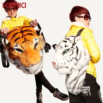 

2016 Fashion Creative Animal Style Lifelike Simulation Tiger Head Lion Backpack Shoulder Bag Bigbang G-dragon Spoof Gift Party