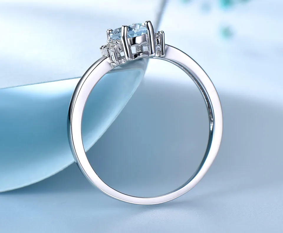 UMCHO голубой топаз драгоценный камень кольца для женщин 925 пробы Серебряное обручальное кольцо овальной огранки свадебный ювелирный камень вечерние подарок