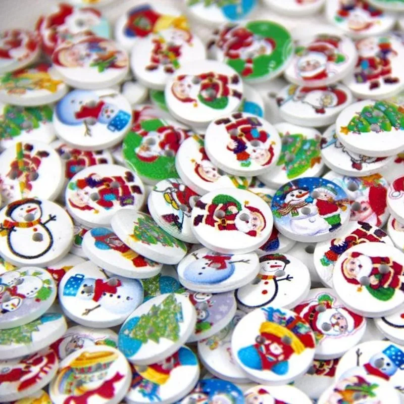 Santa Claus Pattern Round 2 holes button Christmas ...