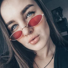 Маленькие овальные солнцезащитные очки для мужчин, мужские ретро очки в металлической оправе, Желтые красные винтажные маленькие круглые солнцезащитные очки для женщин