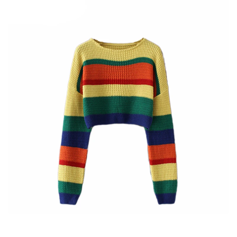 Autumn Winter Knitting Sweaters O Neck Long Sleeve Pullovers Sexy Short Women Knitted Sweater Ladies Knit Crop Top Jumper WLD502 | Женская