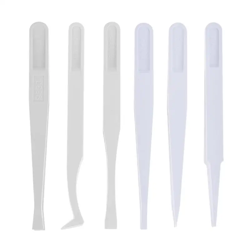

6pcs Carbon Fiber Plastic Tweezers Antistatic Straight Curved Anti-static Conductive Tweezers Good Flexibility and Toughness