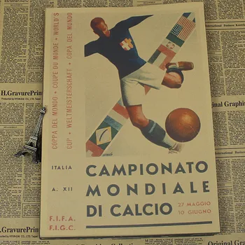 

Large Vintage "1934 Italy World Cup" Football Poster Home Decoration Detailed Antique Poster Wall Chart Retro Matte Kraft Paper