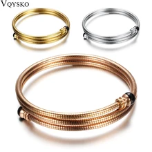 Золото/розовое золото/серебро Нержавеющая сталь тройник тройной провод крученый браслет для женщин Регулируемый Браслет