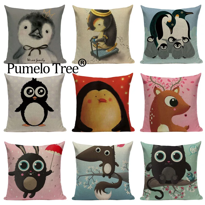 لطيف جميل البطريق البومة الزخرفية غطاء الوسادة القطن الكتان غطاء مسند كنبة مربّع 45x45 سنتيمتر كيس وسادة المنزل مكتب سيارة أريكة لطيف جميل البطريق البومة الزخرفية غطاء الوسادة القطن الكتان غطاء مسند كنبة مربّع 45x45 سنتيمتر كيس وسادة المنزل مكتب سيارة أريكة