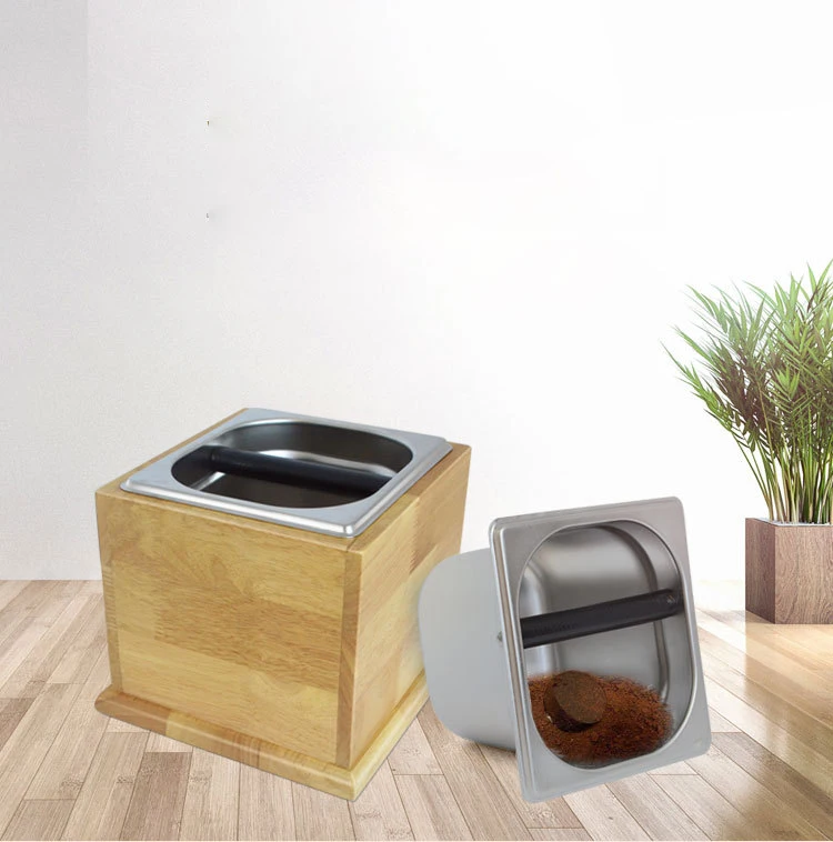 

Bamboo Espresso Coffee Knock Box With Rubber Container Coffee Grounds Container Coffee Bucket for Barista WBC champion used