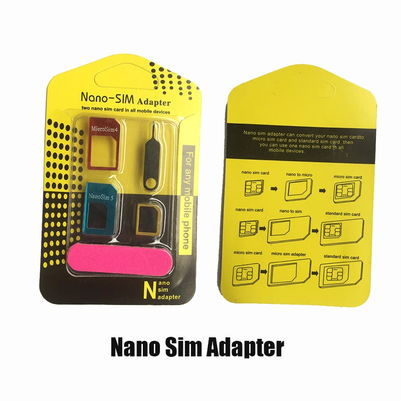

5 in 1 Nano Sim Card Adapter Micro Sim Card Standard SIM Card Adapter For iPhone 4 4S 5 5c 5s 6 6s for Samsung for Xiaomi