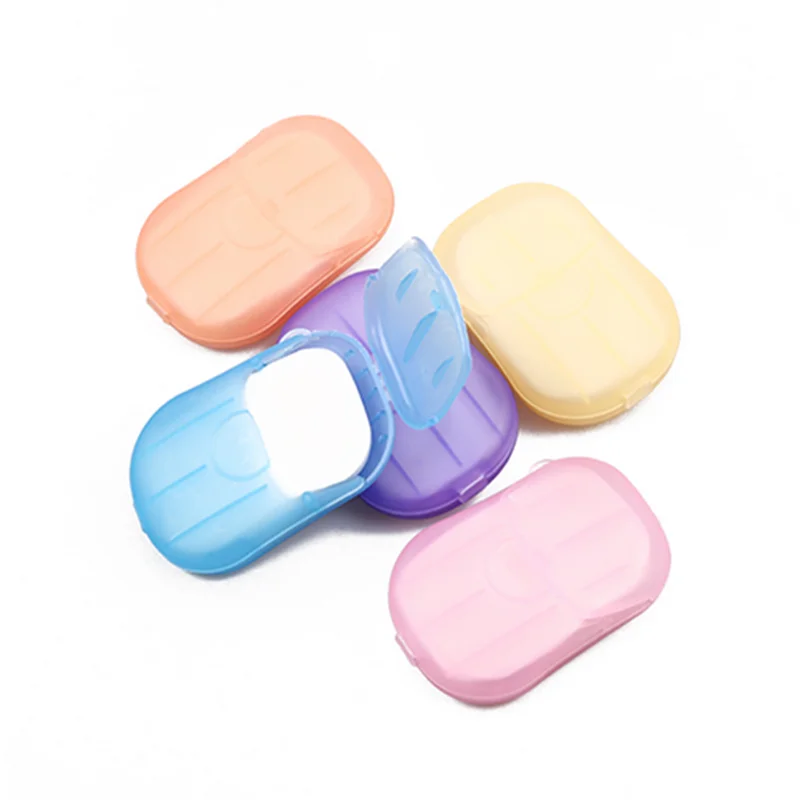 

(20 pieces/box) Outdoor Travel Soap Washing Hand Bath Clean Scented Slice Sheets Disposable Boxe Soap Portable Mini Paper Soap