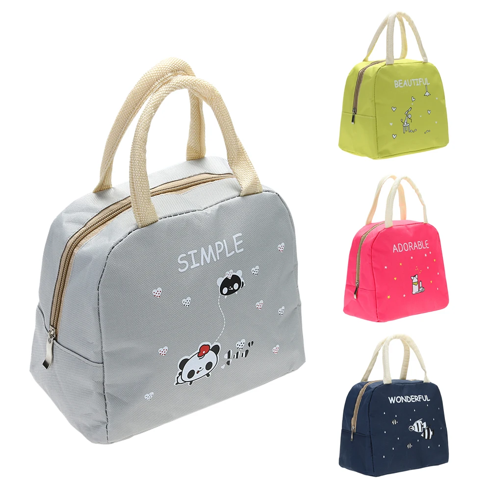 

Cartoon Print Lunch Bag Oxford Cloth Handy Thickness Insulated Picnic School Lunch Bags kitchen organizer Travel Storage Bag