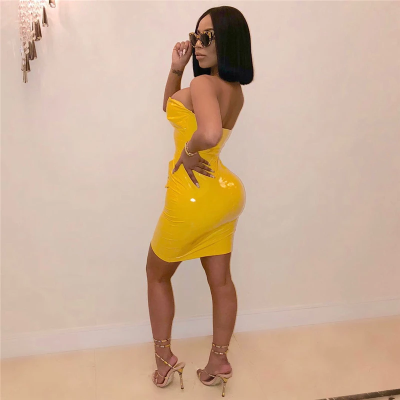 Женское Клубное платье из искусственной кожи Adogirl желтое красное Золотое