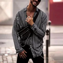 Мужские летние повседневные рубашки с длинным рукавом, модная пляжная Гавайская тропическая рубашка, повседневные свободные рубашки на пуговицах, Camisa Plus Siz S-3XL